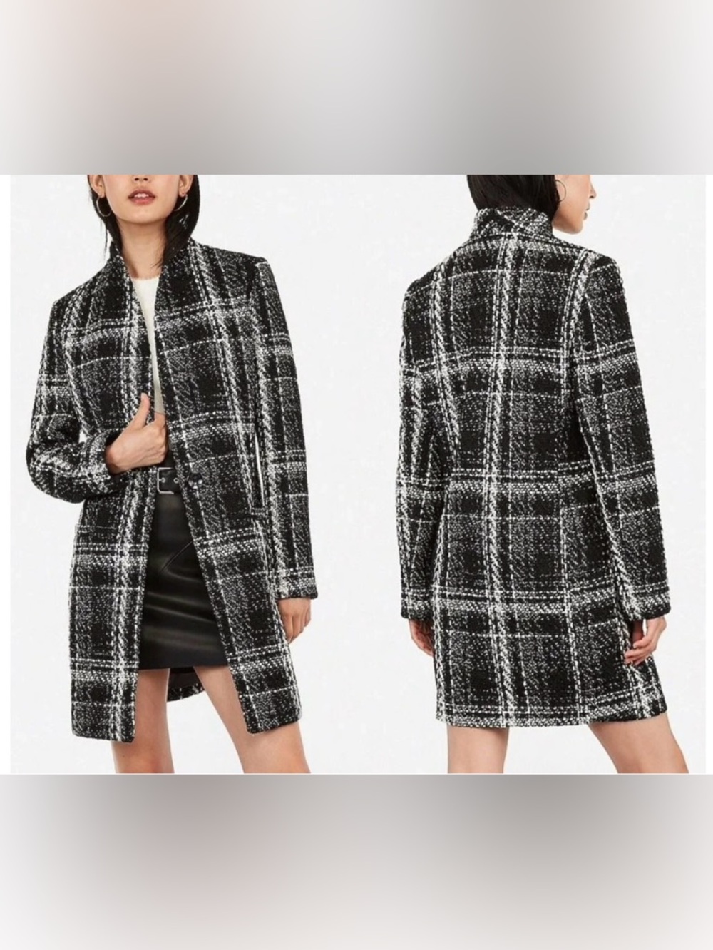 Express Plaid Tweed Bouclé Coat size M